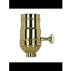 Satco 80-1428 Polished Brass 3 Terminal (2 Circuit) Turn Knob Socket