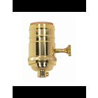 Satco 80-1430 Polished Brass 3 Terminal (2 Circuit) Turn Knob Socket