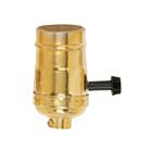 Satco 90-867 Polished Brass 3 Way (2 Circuit) Turn Knob Socket