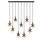 Savoy House Portinatx 1-2185-9-103 9-Lights 900W Satin Black with Hammered Gold Linear Chandelier