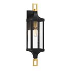 Savoy House 5-276-144 Glendale 1-Light 60W Matte Black and Weathered Brushed Brass Outdoor Wall Lantern