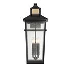 Savoy House 5-716-143 Kingsley 4-Lights 160W Matte Black with Warm Brass Outdoor Wall Lantern