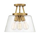 Savoy House Essentials 6-1024-3-322 Calhoun 3-Lights 180W Warm Brass Semi Flush Mount