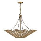 Savoy House Cyperas 7-1825-5-320 5-Lights 300W Warm Brass and Rope Pendant