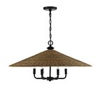 Savoy House Eman 7-7772-6-180 6-Lights 360W Matte Black with Dark Rattan Pendant