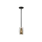 Savoy House Essentials Dunbar 7-9064-1-95 1-Lights 60W Warm Brass with Bronze Accents Mini Pendant