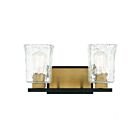 Savoy House 8-1720-2-143 Sidney 2-Lights 120W Matte Black with Warm Brass Accents Vanity Light