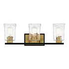 Savoy House 8-1720-3-143 Sidney 3-Lights 180W Matte Black with Warm Brass Accents Vanity Light