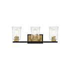 Savoy House 8-1720-3-143 Sidney 3-Lights 180W Matte Black with Warm Brass Accents Vanity Light