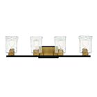 Savoy House 8-1720-4-143 Sidney 4-Lights 240W Matte Black with Warm Brass Accents Vanity Light