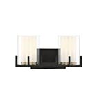 Savoy House 8-1977-2-143 Eaton 2-Lights 120W Matte Black with Warm Brass Accents Vanity Light