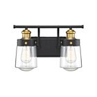 Savoy House 8-2069-2-51 Macauley 2-Lights 120W Vintage Black with Warm Brass Vanity Light