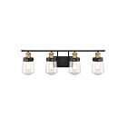 Savoy House 8-2069-4-51 Macauley 4-Lights 240W Vintage Black with Warm Brass Vanity Light