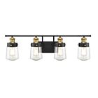 Savoy House 8-2069-4-51 Macauley 4-Lights 240W Vintage Black with Warm Brass Vanity Light