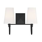 Savoy House Essentials 8-2542-2-89 Cameron 2-Lights 80W Matte Black Vanity Bathroom Light Fixtures