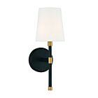 Savoy House Essentials Brody 9-1632-1-143 1-Light Matte Black with Warm Brass Accents Wall Sconce