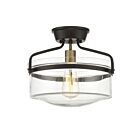 Savoy House Meridian M60011ORBNB 1-Lights 60W Oil Rubbed Bronze with Natural Brass Semi Flush Mount
