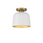 Savoy House Meridian M60067WHNB 1-Lights 60W White with Natural Brass Semi Flush Mount