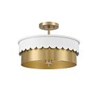 Savoy House Meridian M60072WHNB 3-Lights 180W White and Natural Brass Semi Flush Mount