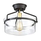 Savoy House Meridian M60011ORBNB 1-Lights 60W Oil Rubbed Bronze with Natural Brass Semi Flush Mount