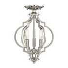 Savoy House Meridian M60055PN 3-Lights 180W Polished Nickel Convertible Semi Flush Mount or Chain Pendant