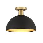 Savoy House Meridian M60071MBKNB 1-Lights 60W Matte Black with Natural Brass Semi Flush Mount