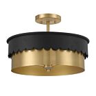 Savoy House Meridian M60072MBKNB 3-Lights 180W Matte Black and Natural Brass Semi Flush Mount