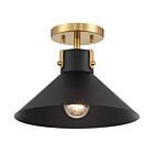 Savoy House M60078MBKNB 1-Light 60W Matte Black and Natural Brass Semi Flush Mount