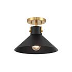 Savoy House M60078MBKNB 1-Light 60W Matte Black and Natural Brass Semi Flush Mount