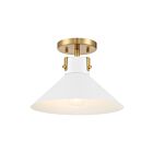 Savoy House M60078WHNB 1-Light 60W White and Natural Brass Semi Flush Mount