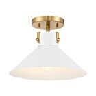 Savoy House M60078WHNB 1-Light 60W White and Natural Brass Semi Flush Mount