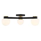 Savoy House M60079MBKNB 3-Lights 180W Matte Black and Natural Brass Semi Flush Mount