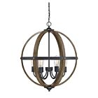 Savoy House Meridian  M70034WB 6-Lights 360W Wood with Black Pendant