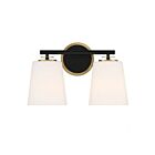 Savoy House Meridian M80077MBKNB 2-Lights 120W Matte Black and Natural Brass Vanity Light