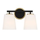 Savoy House Meridian M80077MBKNB 2-Lights 120W Matte Black and Natural Brass Vanity Light