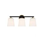 Savoy House Meridian M80078MBKNB 3-Lights 180W Matte Black and Natural Brass Vanity Light