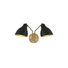 Savoy House Meridian M90075MBKNB 2-Lights Matte Black with Natural Brass Wall Sconce