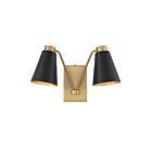 Savoy House Meridian M90076MBKNB 2-Lights Matte Black with Natural Brass Wall Sconce