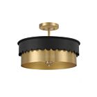 Savoy House Meridian M60072MBKNB 3-Lights 180W Matte Black and Natural Brass Semi Flush Mount