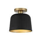 Savoy House Meridian M60067MBKNB 1-Lights 60W Matte Black with Natural Brass Semi Flush Mount