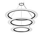 Sonneman 2076.25 3 Lights Satin Black 50W Arctic Rings LED Ring Pendant
