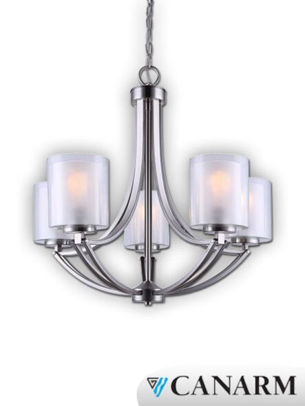 Canarm Bay Brushed Nickel 5 Light Chain Chandelier ICH575A05BN