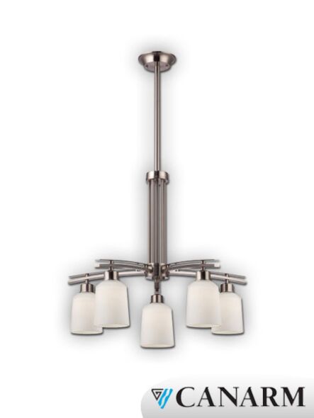 Canarm Quincy 5 Light Brushed Nickel Chandelier ICH431A05BN (fixturewshade)