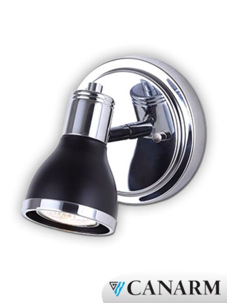 canarm plaza 1 light black and chrome wall light icw581a01bkc10