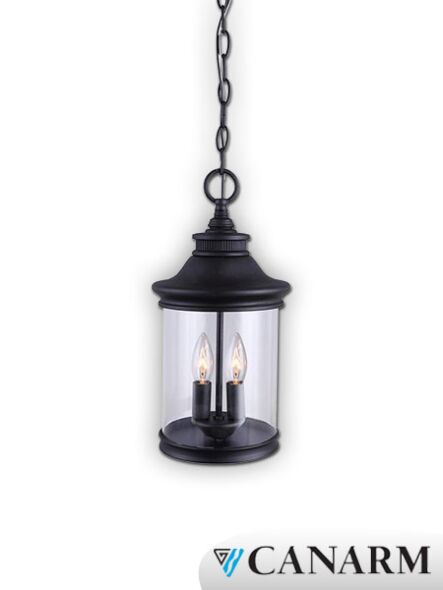 canarm bexley 2 lights black pendant light iol287bk