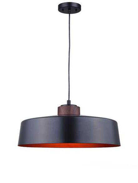 Canarm Ted IPL452B01BWG1-Lights Matte Black with Faux Wood Pendant Light