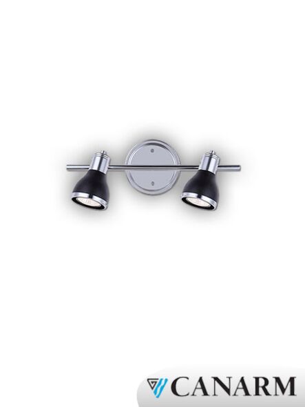 canarm plaza 2 lights black and chrome wall light it581a02bkc10
