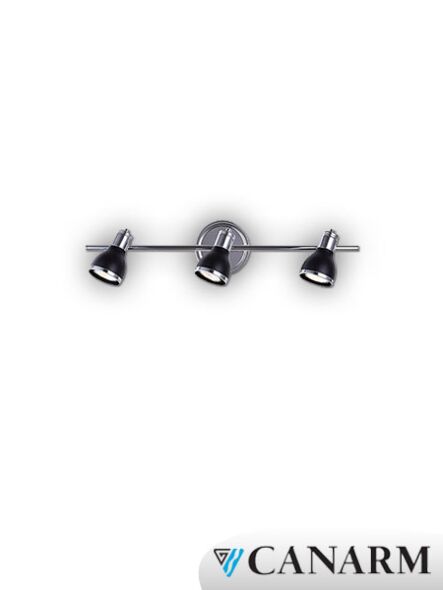 canarm plaza 3 lights black and chrome wall light it581a03bkc10