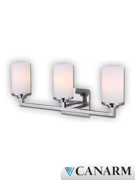 Canarm River 3 Light Brushed Nickel Wall Light IVL578A03BN (fixturewshade)