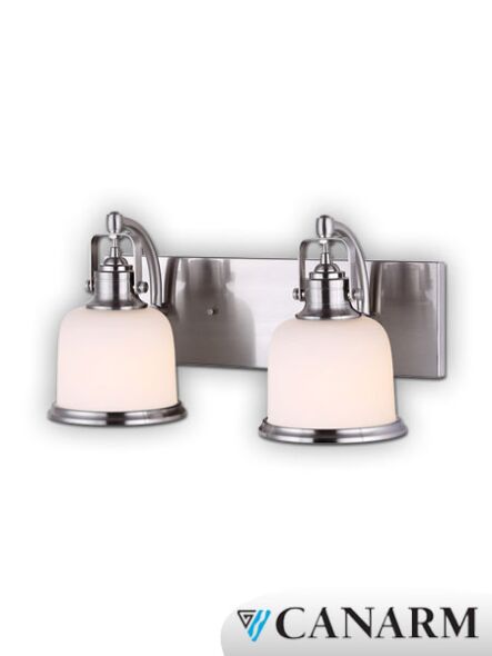 canarm flannigan 2 lights brushed nickel wall light ivl627a02bn